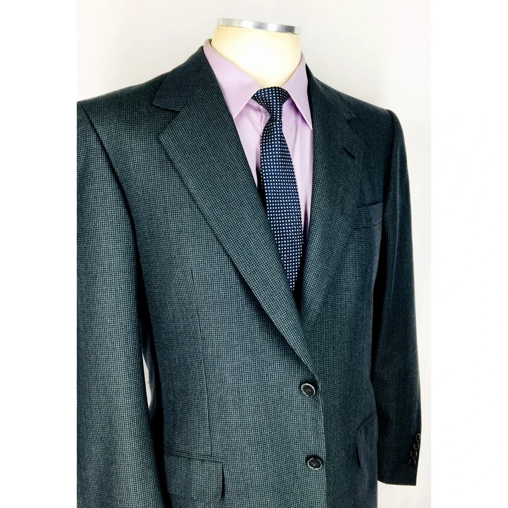 40R Brioni Italy Mens 2 Button Pure Wool Blazer Sport Coat Jacket Houndstooth